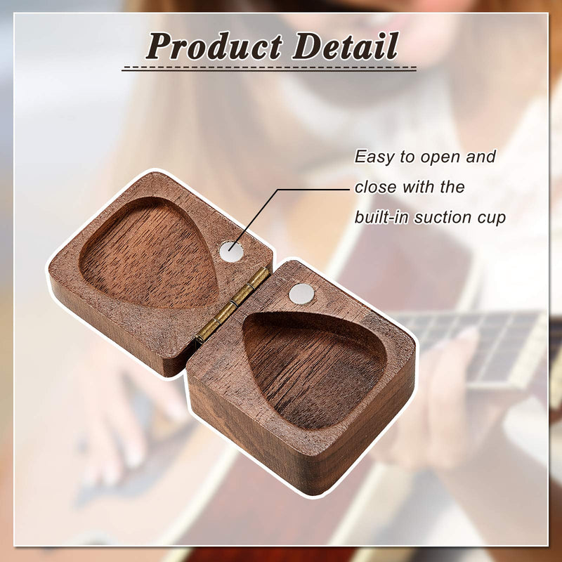 2 Pieces Guitar Pick Box Wooden Guitar Pick Storage Box Guitar Walnut Box for Guitar Music Instrument Accessory