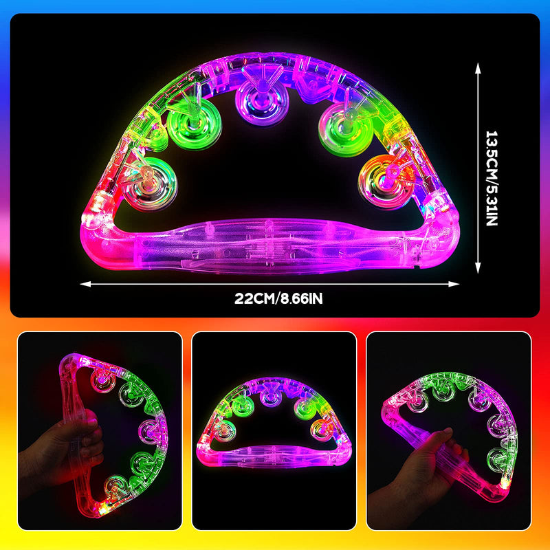 2 Pieces Tambourine for Adults Tambourine Musical Instrument Light Up Tambourine Led Glow Tambourine for Party Toys