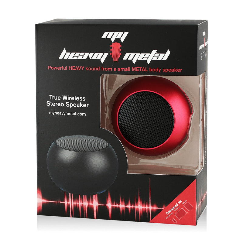 My Heavy Metal Mini Wireless Bluetooth Speakers – Powerful Sound - Use 1 or Link 2 Together for True Wireless Stereo (TWS) Technology – Sold Individually or in a Pair (Crimson) Crimson Single