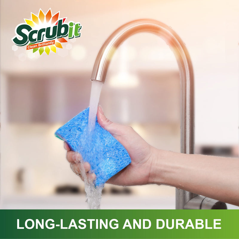 [AUSTRALIA] - SCRUBIT Multi-Use Scrub Sponge – Non-Scratch Kitchen Sponges for Dishes, Pots and Pans - Heavy Duty & Odor Free Rippled Scrubbing Pad, Designed for Tough Cleaning Jobs 12 Count 