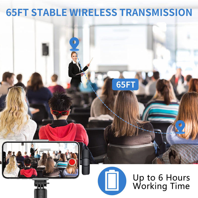 2 Pack Professional Wireless Lavalier Microphone for iPhone iPad, Lapel Mics Plug-Play Noise Reduction Clip on Lapel Mic for YouTube, Recording, Vlogging, Facebook Live Only for iPhone/ iPad 1RX+2TX