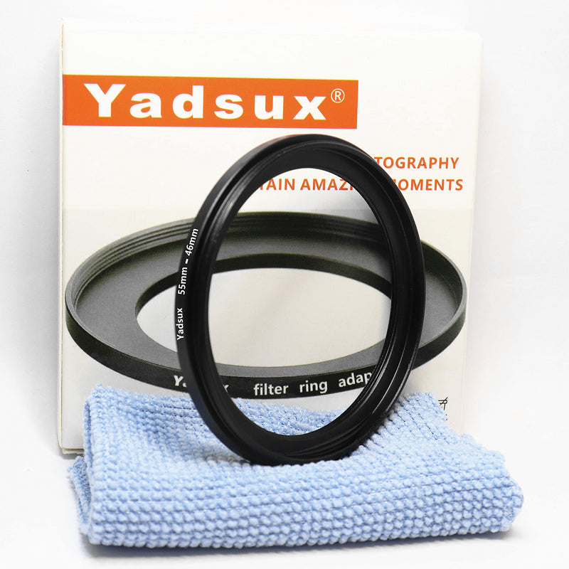 55mm to 46mm Step Down Lens Adapter Ring for Camera Lenses Filters,Metal Filters Step Down Ring Adapter,The Connection 55MM Lens to 46MM Filter Lens Accessory,Cleaning Cloth with Lens(55mm-46mm) 55mm to 46mm
