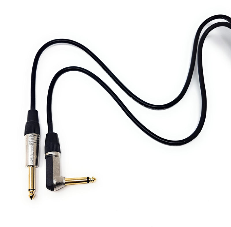 [AUSTRALIA] - MainCore 3m Right Angle MONO Jack 6.35mm to 6.35mm Audio Cable Lead for Guitar/Amplifier/Effects Pedal/AMP/Speaker/Mixer/Gold Plated Connectors (Available in 2m, 3m, 5m, 6m) (3m) 