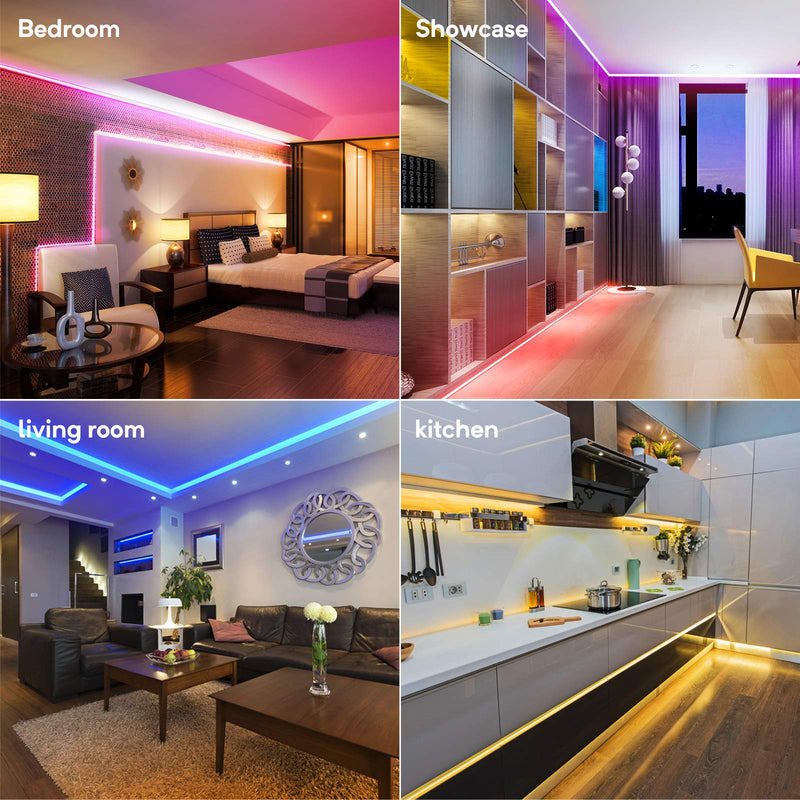Led Strip Lights,32.8ft Led Lights 5050 RGB Color Changing Music Sync WiFi Smart Lights Strip Work with Alexa & Google Assistant,IR Remote & APP Control Rope Lights for Home Decoration,Bedroom,Party 32.8 Feet