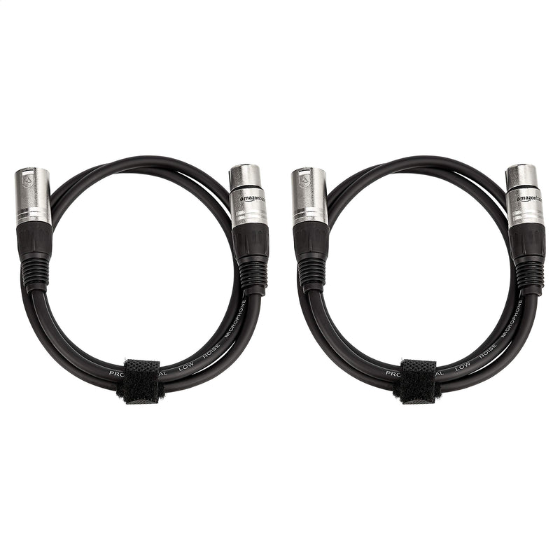 Amazon Basics XLR Male to Female Microphone Cable - 3 Feet, 2-Pack