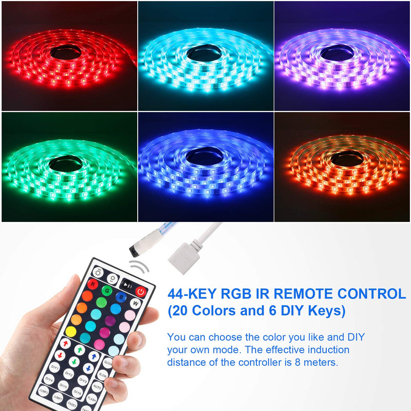 [AUSTRALIA] - LED Strip Lights, 32.8ft RGB Color Changing LED Lights Strip, IP65 Waterproof, Flexible SMD5050 LED Tape Light with IR Remote and 12V Power Supply for Home Bedroom TV Kitchen Party Bar DIY Decoration 