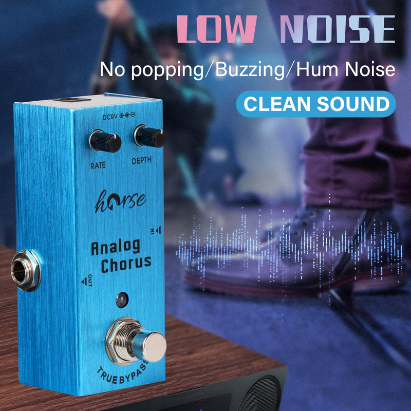 Analog Chorus Guitar Pedal, Horse Electric Effects Pedals Mini Single Type DC 9V True Bypass Blue