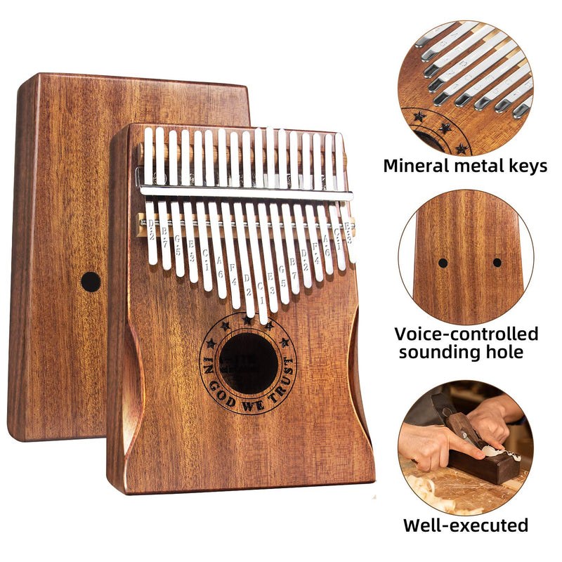 Kalimba Thumb Piano 17 Keys Musical Instruments, Mbira Finger Piano Gifts for Kids and Adults Beginners