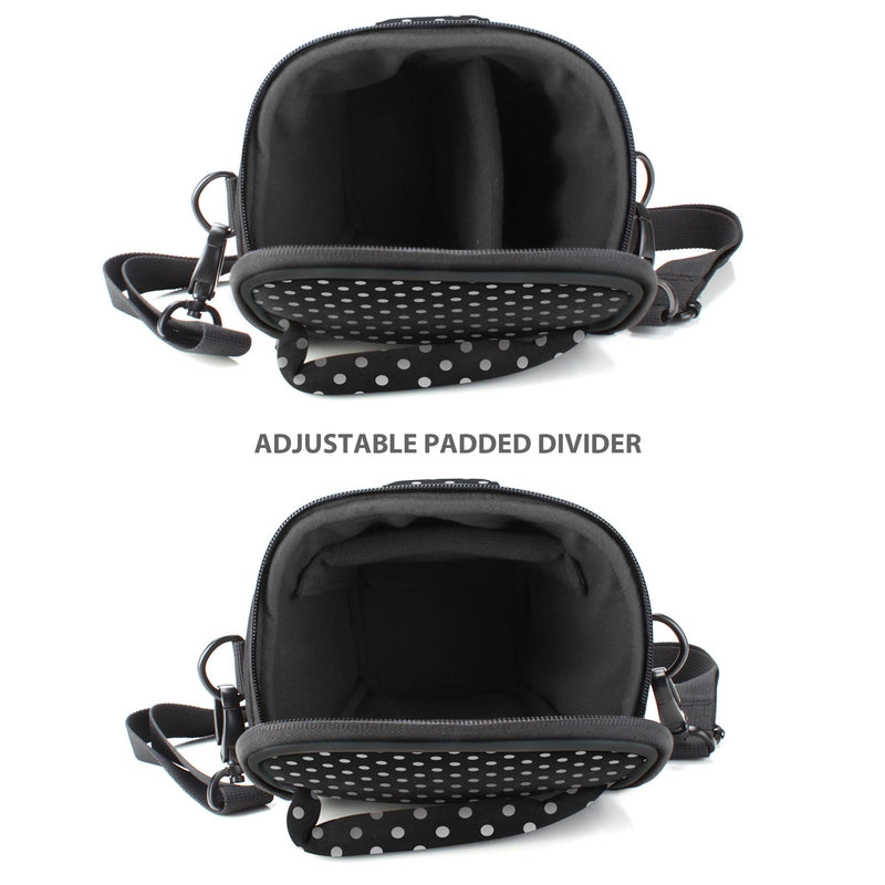 [AUSTRALIA] - USA Gear SLR Camera Small Case Bag for Men and Women with Top Loading Accessibility, Adjustable Shoulder Sling, Padded Handle - Comfortable, Durable and Light Weight for Nikon, Canon, etc (Polka Dot) Polka Dot 