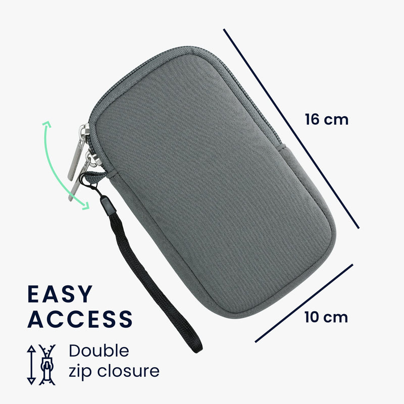 kwmobile Neoprene Phone Pouch Size XL - 6.7/6.8" - Universal Cell Sleeve Mobile Bag with Zipper, Wrist Strap - Titanium Grey XL - 6,7/6,8"