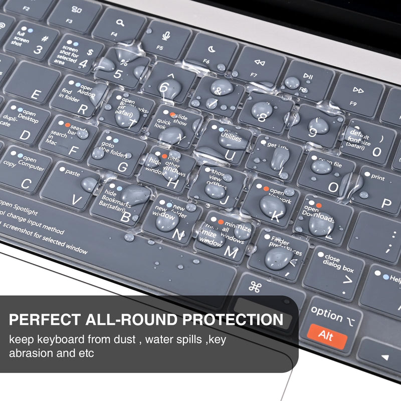 EooCoo Keyboard Cover Skin with MAC OS Shortcut Hot Keys for 2023 MacBook Air 15" M2 (A2941), 2022 MacBook Air 13.6" M2 (A2681), 2023-2021 MacBook Pro 14" 16" M2 M1 (A2779 A2442 A2780 A2485), Silicone for Air 15"/ Air 13.6" / Pro14" / Pro16"