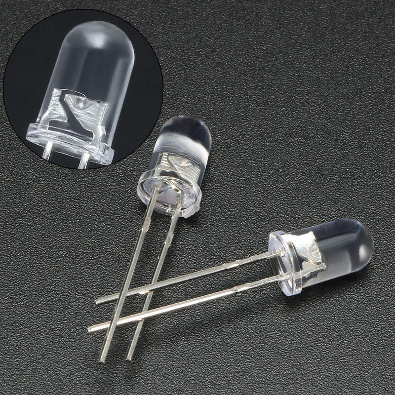 uxcell 1000pcs 5mm White LED Diode Lights Clear Round Transparent 3-3.4V 20mA Super Bright Lighting Bulb Lamps Electronic Component Light Emitting Diodes