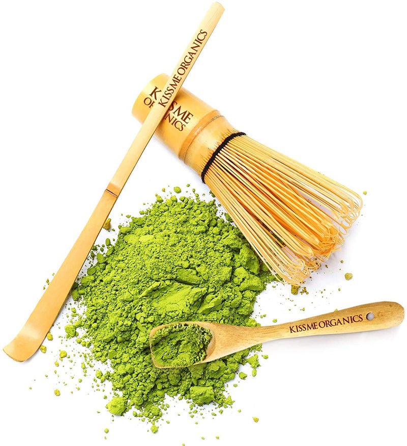 Matcha Whisk, Spoon, and Scoop - Matcha Tea Set - Perfect for a Traditional Cup of Matcha - Matcha Bamboo Accessories By Kiss Me Organics