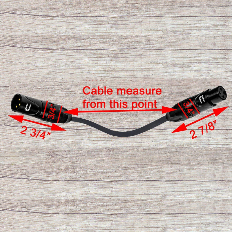 [AUSTRALIA] - Balanced XLR Cable Male to Female - 0.5 Feet (6 inches) Black - Pro 3-Pin Microphone Connector for Powered Speakers, Audio Interface or Mixer for Live Performance & Recording 