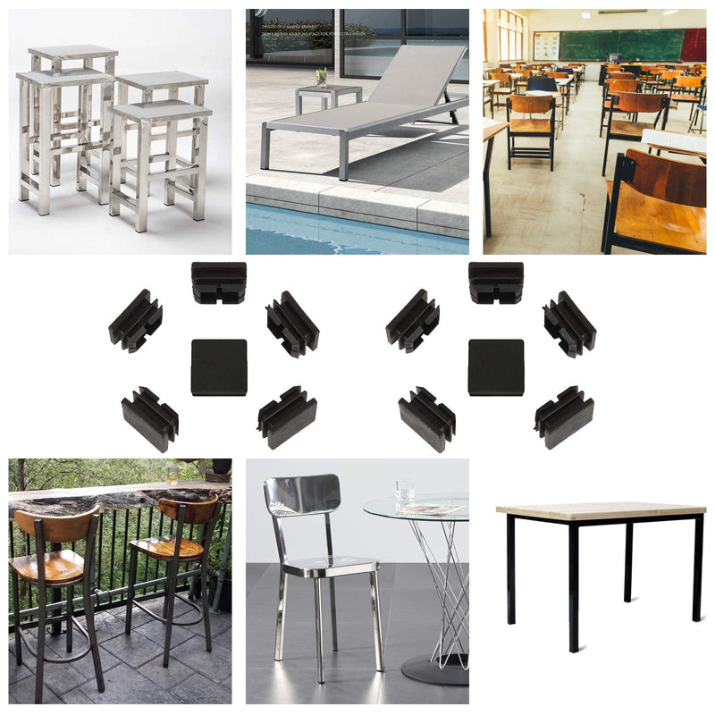 100Pack 1inch Square Tube End Caps, Black Square Plastic Plug Durable Glide Insert Pipe Covers, Small Tubing Post End Caps for Square Tubing Chair Table Stool Leg, Furniture Legs Replacement Caps