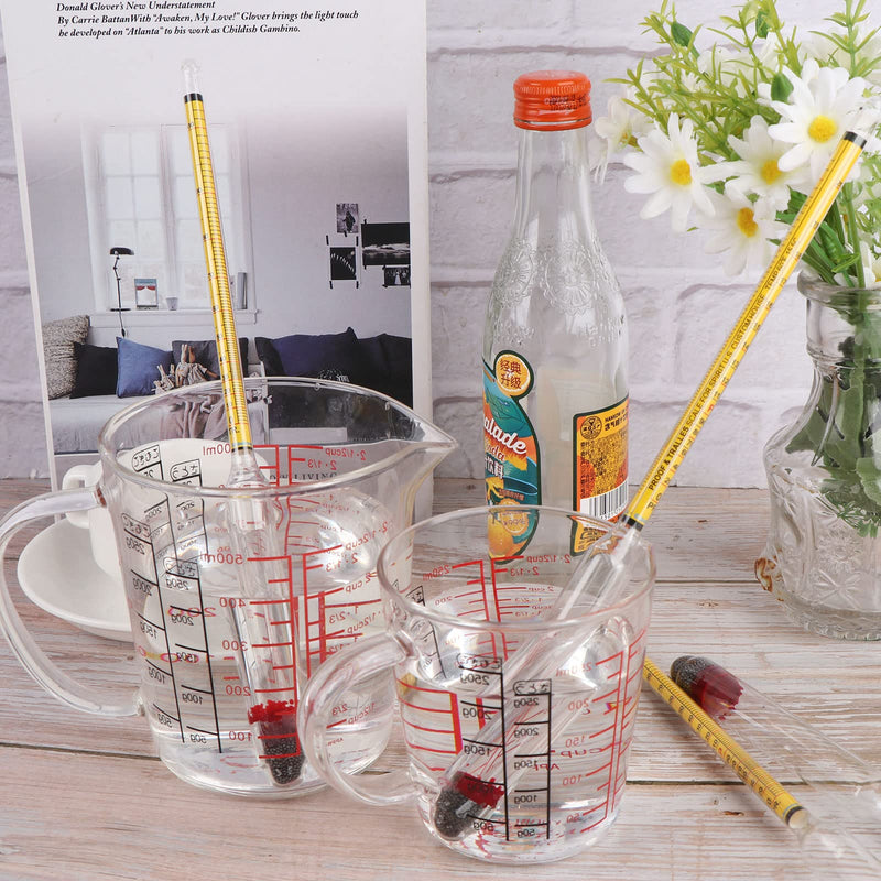 6 Pcs Alcohol Hydrometer for Liquor 0-200 Proof & Tralle Hydrometer Alcohol Meter for Home Brew Beer, Wine, Mead and Kombucha Distilling Moonshine Alcoholmeter