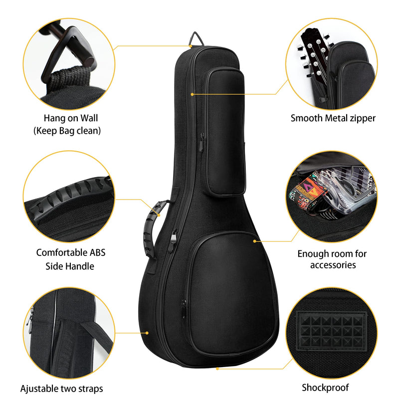 Deviser Mandolin case Packpack 0.5 Inch Thick Padding ABS Handles Mandolin bag 28 Inch mandolin gig bag with picks Black (Black)