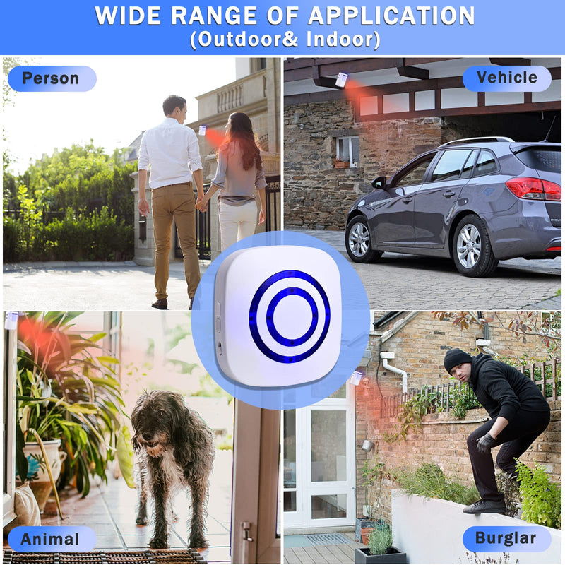Motion Sensor Alarm ,Wireless Driveway Alarm Indoor Home Security Business Detector Alert System -Monitor&Protect Property - 2 Receiver and 3 PIR Sensor-38 Chime Tunes 2 Receiver+ 3 Sensor