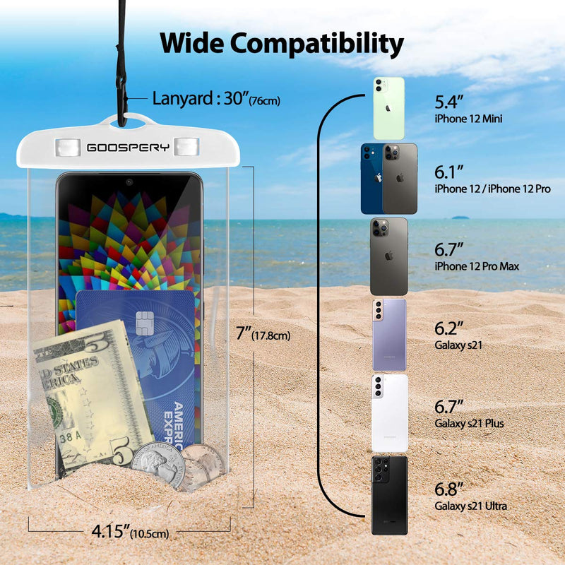 [4-Pack] Goospery Universal Waterproof Phone Pouch, Underwater Cellphone Dry Case Outdoor Beach Bag Compatible with iPhone 12 11 Pro Max Mini Xs XR X SE, Galaxy S21 S20 S10 Note20 up to 6.8"