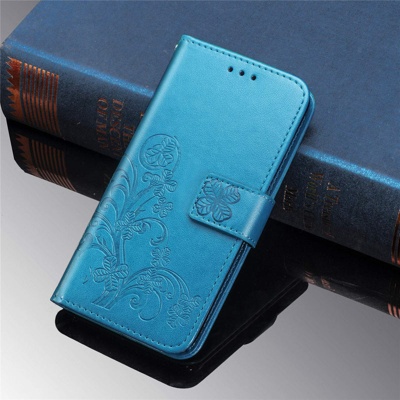 Supdigital Galaxy A21 Wallet Case, [Flower Embossed] Premium PU Leather Flip Protective Case Cover with Card Holder and Stand for Samsung Galaxy A21 2020 Release (Blue) Blue