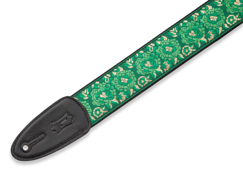 Levy's Leathers M8AS-GRN Asian Print Jacquard Weave Guitar Strap, Green