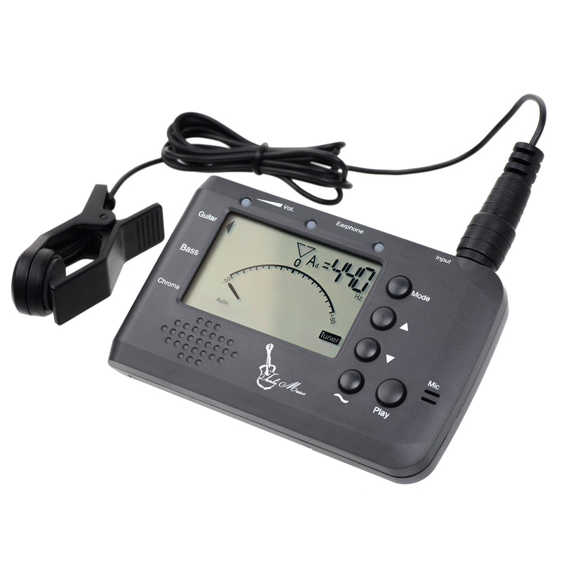 Digital Electronic Metronome Tuner (Tanbi Music MT560GB) – Guitar/Bass/Chromatic Modes - Use for Violin, Ukulele, Banjo, Mandolin & More - Clip-on Pickup and Batteries Included