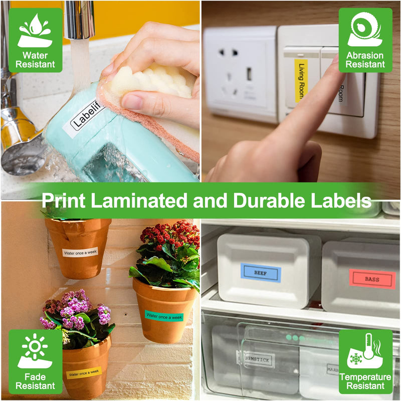 [AUSTRALIA] - Labelife 6-Pack 9mm Label Tape Replacement for Brother P Touch TZe TZ Tape 9mm 0.35 Laminated Color Label Tape for Brother Ptouch Label Maker PT-D210 PT-D220 PT-D200 PT-H110 PT-D400 PT-1880, 3/8 Inch 9mm 0.35 inch 