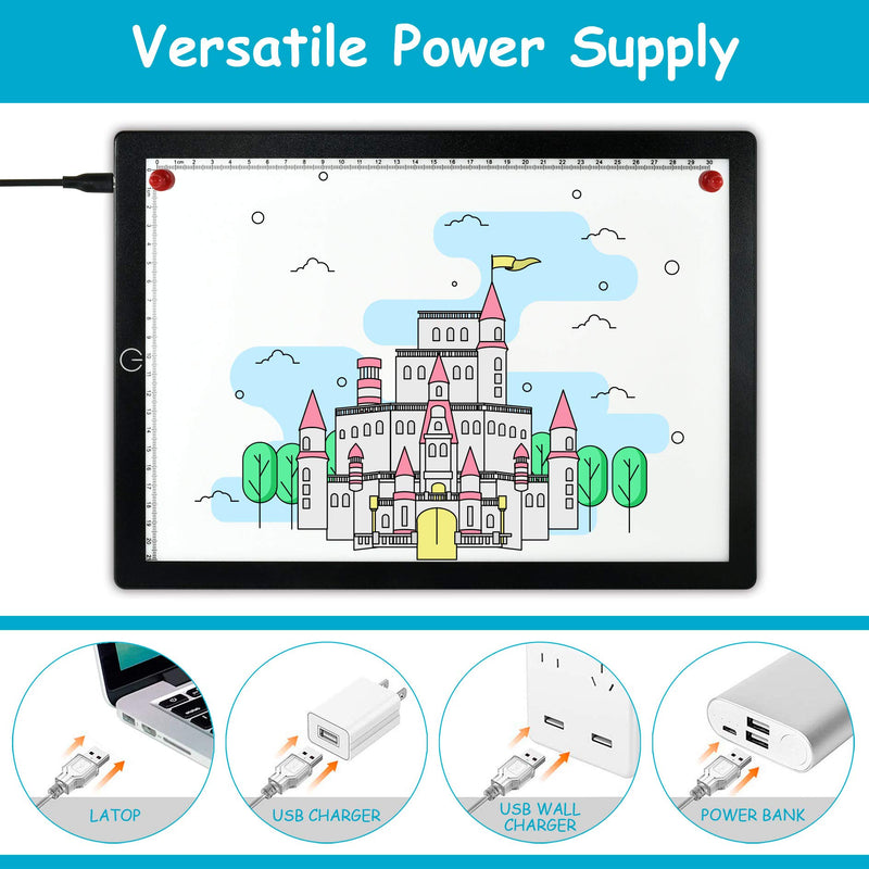 A4 Light Board Dimmable Brightness Portable Ultra-Thin Tracing Light Box,Cotanic LED Light Pad for Artists Drawing Sketching Animation,USB Power Cable 2 Magnet Included