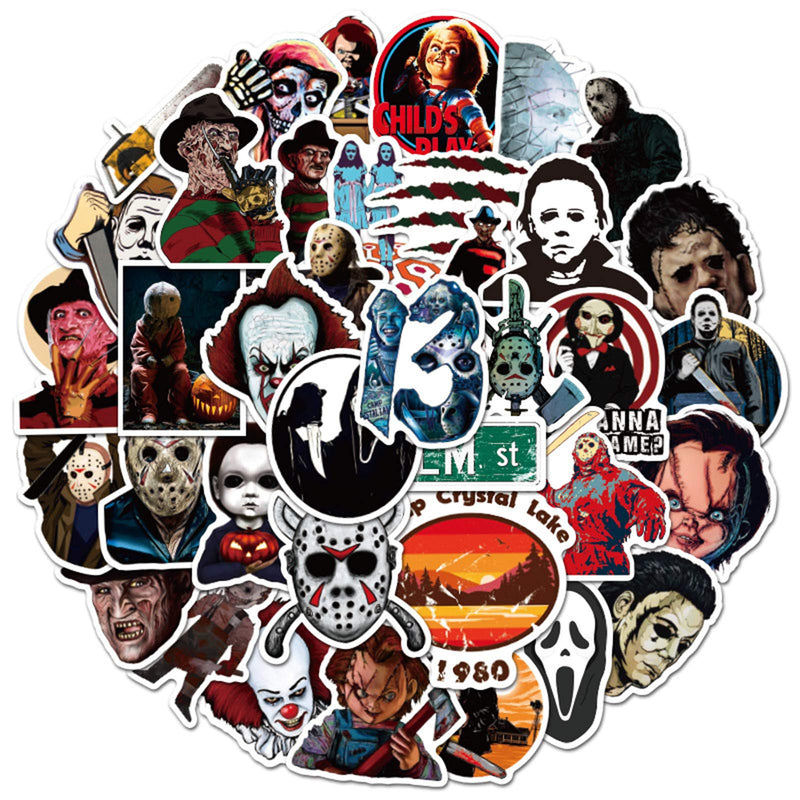 Horror Movie Killer Role Stickers for Adults, Waterproof Vinyl Decals for Water Bottles Laptop Skateboard Computer Horror Movie Killer Role