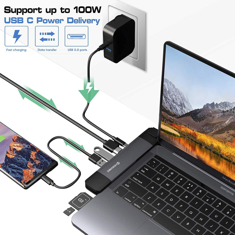 HOGORE Modular USB C Hub for MacBook Pro, MacBook Air with Thunderbolt 3 Ports(40Gbps, 100W PD, 4K HDMI, Gigabit Ethernet, Micro/SD, 3 USB3.0, USB C Docking Station for MacBook Pro 2020 2019 2018