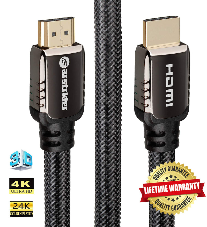 4K HDMI Cable/HDMI Cord 6ft - Ultra HD 4K Ready HDMI 2.0 (4K@60Hz 4:4:4) - High Speed 18Gbps - 28AWG Braided Cord-Ethernet /3D / HDR/ARC/CEC/HDCP 2.2 / CL3 by Farstrider 6 Feet