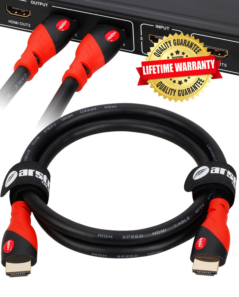 HDMI Cable 4K / HDMI Cord 25ft - Ultra HD 4K Ready HDMI 2.0 (4K@60Hz 4:4:4) - High Speed 18Gbps - 26AWG Cord-Ethernet /3D / ARC/CEC/HDCP 2.2 / CL3 by Farstrider 25 Feet Red