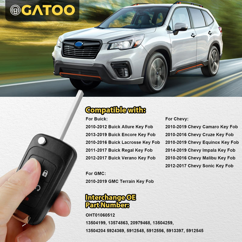 [AUSTRALIA] - OGATOO Flip Key Fob Replacement Keyless Entry Remote Control Fits for Chevy Equinox Camaro Impala Cruze Sonic Malibu/ GMC Terrain/ Buick Lacrosse Regal Verano Encore Allure 2010-2019, OHT01060512 