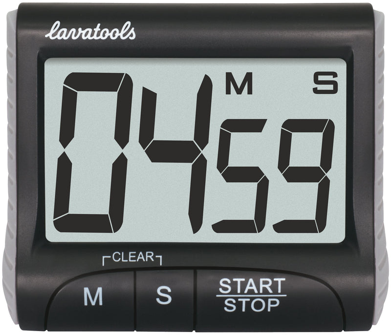 Lavatools KT1 Digital Kitchen Timer & Stopwatch, Large Display, Bold Digits, Loud Alarm, Magnetic, Kickstand Black