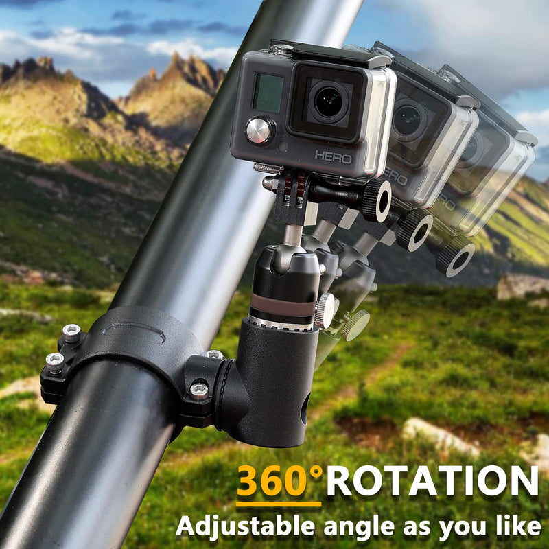 BESTAOO UTV ATV Camera Mount Compatible with GoPro for 1.75"-2" Roll Bar, Aluminum 360° Rotation Action Camera Holder for All GoPro Models, Such as Hero 9, 8,7,5 4, GoPro Max, Insta360 etc Black