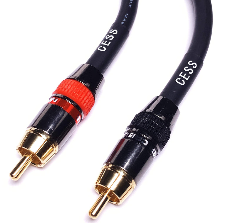 CESS-163-1f Low Noise 12 Gauge Premium RCA Audio Line Patch Cable (1 Foot) 1 Foot