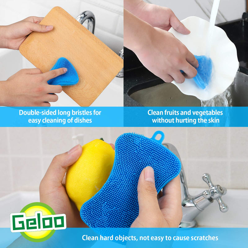 Silicone Sponge Dish Sponges, Multipurpose Better Scrubber Dish Washing Smart Kitchen Gadgets Brush Accessories, Sponges Kitchen Double Sided Cleaning Scrubber Blue+grey+green