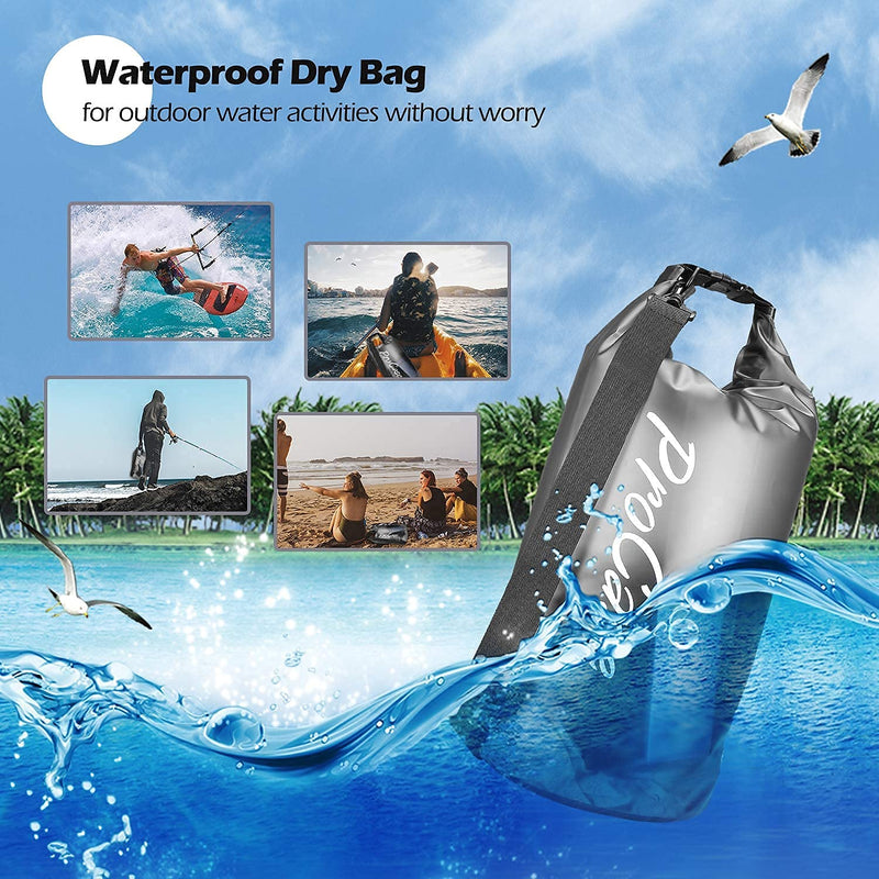 3 Pack ProCase Universal Cellphone Waterproof Pouch Dry Bag Underwater Case Bundle with ProCase 2 Pack Floating Waterproof Dry Bag Clear 20Liter