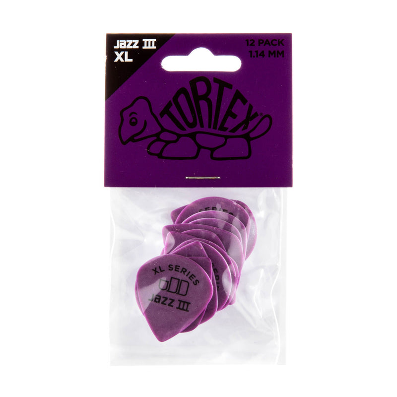 Dunlop 498P1.14 Tortex Jazz III XL, Purple, 1.14mm, 12/Player's Pack