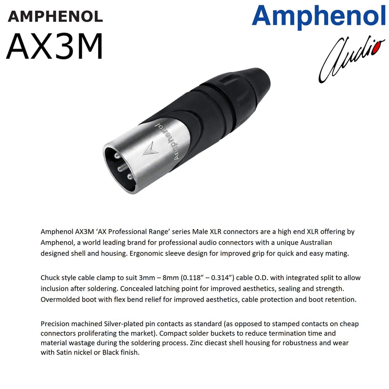 [AUSTRALIA] - 3 Units - 6 Foot - Canare L-4E6S, Star Quad Balanced Male To Female Microphone Cables With Amphenol AX3M & AX3F Silver XLR Connectors - CUSTOM MADE By WORLDS BEST CABLES 