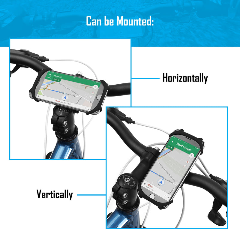 Premium Bike Phone Mount Made of Durable Non-Slip Silicone. Mobile Cellphone Holder / Universal Cradle for All Bicycle Handlebars and 99% of Smartphones: iPhone 8, 7, 6, 5, Samsung Series and More Large