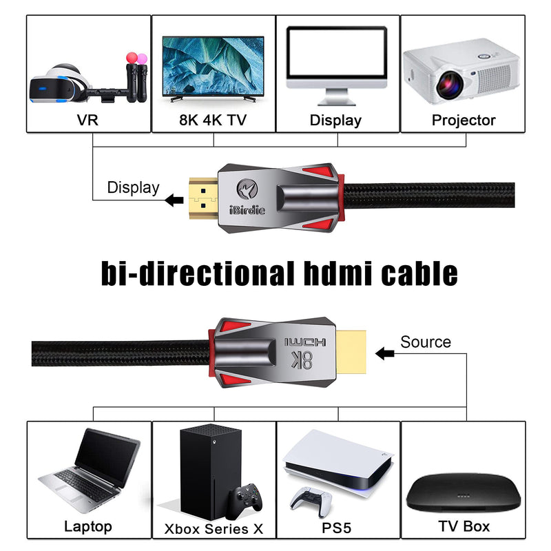 8K HDMI 2.1 Cable 3 Feet 8K60hz 4K 120hz 144hz HDCP 2.3 2.2 eARC ARC 48Gbps Ultra High Speed Compatible with Dolby Vision Atmos PS5 PS4, Xbox One Series X, Sony LG Samsung