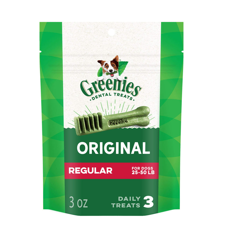 Greenies Original Regular Natural Dental Dog Treats (25-50lb. Dogs) 3 Treats