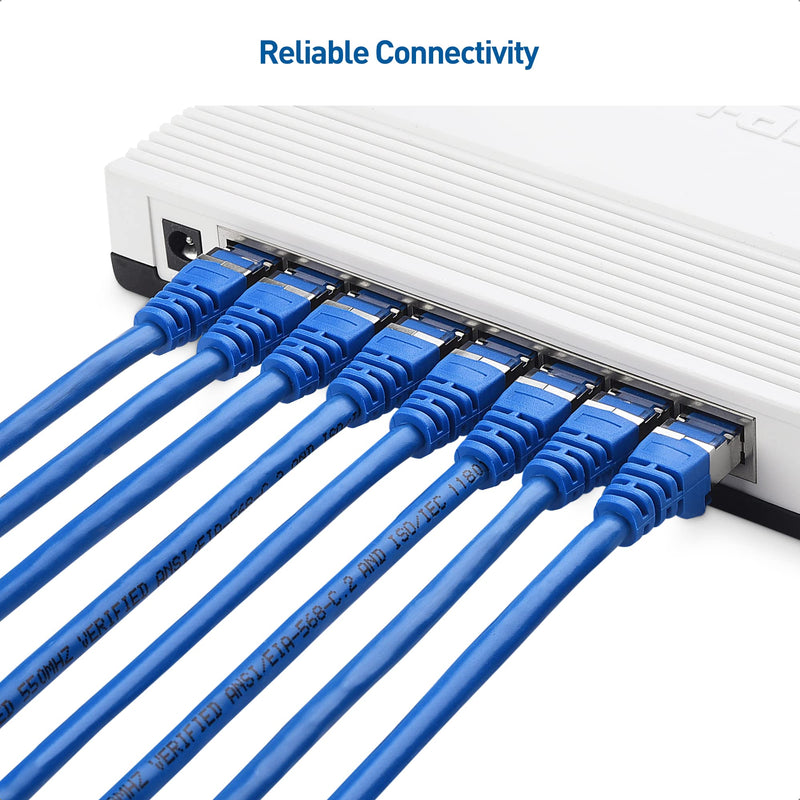Cable Matters 10Gbps 5-Pack Snagless Short Shielded Cat6A Ethernet Cable 3 ft (SSTP, SFTP Shielded Ethernet Cable, Shielded Cat6 Cable, Cat 6 Shielded Network Cable) in Blue