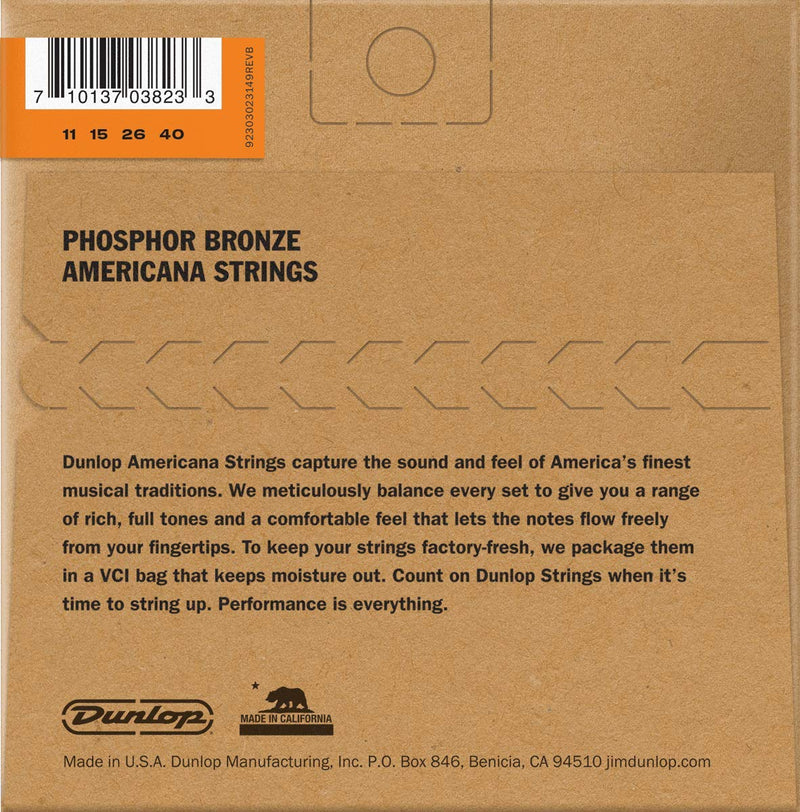 Dunlop DMP1140 Mandolin Strings, Phosphor Bronze, Medium, .010–.040, 4 Strings/Set