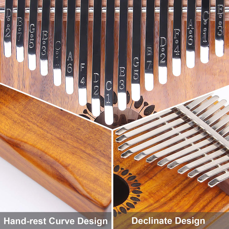 Kalimba Thumb Piano 17 Keys, Portable Mbira Finger Piano Gifts for Kids and Adults Beginners