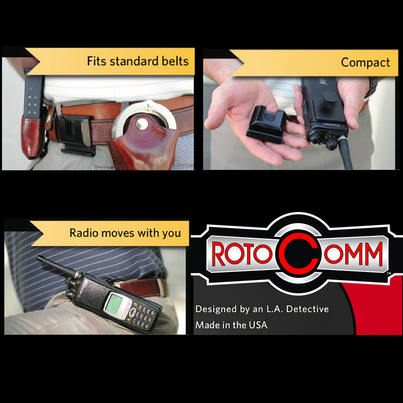 RotoComm Fits Motorola XTS 3000 - XTS 5000 Radios ONLY ! Swivel Belt-Clip for Civilian and Garrison Belts, Paramedics, Firefighters, Police, Military, Made in USA, All Day Comfort !