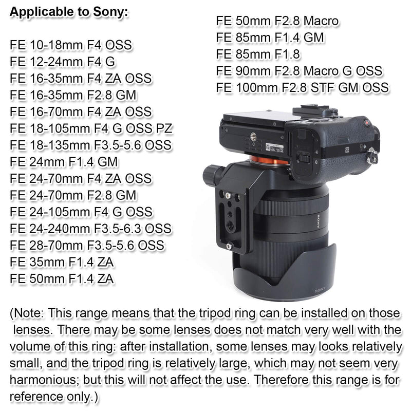 iShoot Lens Collar Tripod Mount Ring Support Bracket Holder for Sony FE 24-240mm f/3.5-6.3 OSS, 24-105mm f/4 G OSS, 16-35mm f/2.8 GM, 24-70mm f/2.8 GM, 35mm f/1.4 ZA, 50mm f/1.4 ZA, 85mm f/1.4 GM