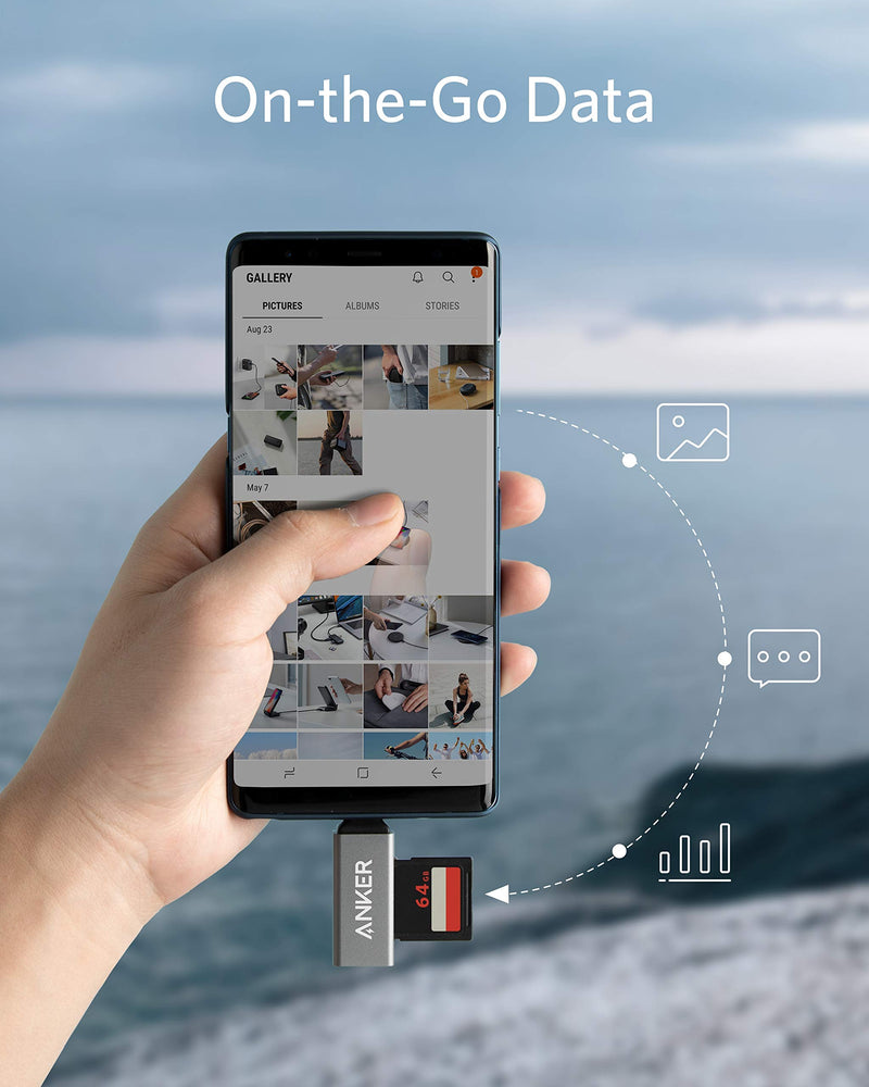 Anker SD Card Reader, 2-in-1 USB C Memory Card Reader for SDXC, SDHC, SD, MMC, RS-MMC, Micro SDXC, Micro SD, Micro SDHC Card, and UHS-I Cards