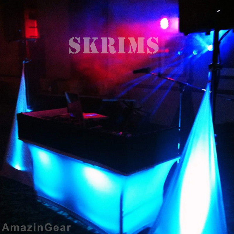 Amazin Gear SKRIMS Speaker Stand Cover 3-Sided Tripod Scrim White 360 Degree DJ Skirt with Cable Management Pass-Thru and Travel Bag